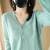 Nueva Chaqueta de Punto con Botones de Cuello en V para Mujer de la Colección Primavera y Otoño 2026, Top de Manga Larga, Chaqueta Cardigan Versátil Estilo Coreano