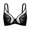 Nuevo Sujetador de Encaje Sexy Europeo y Americano con Aros Laterales que Recogen el Pecho, Ultra Delgado, Ropa Interior para Mujer, Hace que los Pechos Grandes Parezcan Más Pequeños