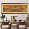 Rompecabezas de 1000 Piezas Escena del Río Qingming 98x34 Marco 98x38 Pintura de los Mil Li de Ríos y Montañas Marco de Madera Maciza de 2000 Piezas para Colgar en la Pared