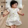 Venta de liquidación: Ropa de estar para bebé, Pijamas a juego para padres e hijos, Ropa para casa de niñas, Pijama de verano para niños de gasa de algodón de bambú