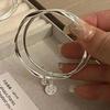 Anel Duplo Argola Móbio Prata Pura 9999 Sino Pulseira de Prata para Mulheres, Pulseira de Prata Estilo Jovem Presente de Prata Pura