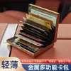 Portatarjetas de Negocio de Metal a Prueba de Polvo y Antidesmagnetización Billetera para Monedas Portatarjetas de Negocio Botón Acero Inoxidable Caja Plegable para Tarjetas de Crédito