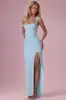 Nuevo vestido de noche elegante estilo europeo y americano, color liso, simple, de alta gama, estilo socialité, corte ajustado, ceñido al cuerpo, sexy