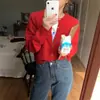 Cárdigan de punto con paneles grandes de hilo de núcleo para mujer, nuevo estilo otoño e invierno, adecuado como capa interior o prenda exterior