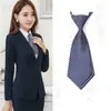 Gravata com Zíper Preguiçoso Feminina Versátil Vestido de Negócios Trabalho Masculina Gravata Dupla Gravata Pequena Feminina Gola Listrada Flor