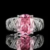Accesorios de Joyería Anillo Zirconia Rosa Piedra Preciosa Esmeralda Moda de Alta Gama Retro Lujo Ligero Anillo Abierto Para Mujer Venta al por Mayor