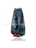 Pantalones de pierna ancha a rayas de tres barras Comercio exterior transfronterizo Vintage americano Lavado Deconstrucción Diseño de Jeans Scimitar