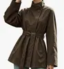 Gabardina Abierta para Mujer Moda Otoño 2026 Abrigo Cortavientos con Cuello Alto y Cinturón