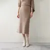 Elegante Saia Feminina Slimming com Franjas de Caxemira de Cintura Alta 2025 Outono/Inverno Nova Saia de Tricô de Caxemira Básica