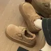 Zapatos slip-on estilo Birkenstock de suela gruesa, que aumentan la altura, forrados de felpa, zapatos de algodón afelpado, zapatos para mujer, nuevas botas de nieve de invierno 2026, mocasines