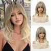 Peluca completa para mujer estilo europeo y americano, color naranja, con flequillo recto, cabello largo y rizado, en capas y rizado, hecha de fibra de alta temperatura, disponible en stock
