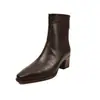 Botas Elásticas Super Elásticas para Mujer Botas Adelgazantes Otoño Invierno Nuevas Botas de Tacón Grueso Cuadrado Tacón Medio Cremallera Trasera Estilo Coreano Botines Elásticos para Mujer