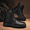 Zapatos de Chef para Hombre Primavera Antideslizantes Impermeables Cocina Botas de Cuero de Caña Alta Zapatos de Cuero Casuales Negros Botas Martin Deportivas de Invierno Tendencia