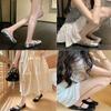 Zapatos de Ballet Planos de Punta Cuadrada Plateados de Boca Baja con Tacón Oculto de 35 mm y Hebilla Cuadrada Francesa Ultrasuaves para Mujer 2025 Zapatos Mary Jane