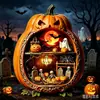 Novo produto transfronteiriço: Ornamento de mesa com padrão de coruja dupla face estilo country americano, Decoração de artesanato em madeira para Halloween
