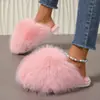 Pantuflas de felpa mullida de color liso para talla grande de Amazon, suela suave, punta cerrada de invierno, para el hogar, cálidas, pantuflas de algodón multicolor
