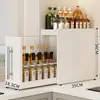 Rack de Condimentos Estreito Estilo Transfronteiriço para Cozinha Bancada Extensível Multicamadas à Prova de Poeira Armazenamento Porta Condimentos de Óleo Sal Molho Vinagre