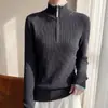Suéter de Punto Fino con Cuello Alto y Media Cremallera Manga Larga Bloque de Color Ajustado Otoño/Invierno 2026