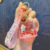 Garrafa de Areia Flutuante Líquida Chaveiro Coelho Morango Estilo Fresco de Verão Chaveiro de Casal para Carro Pingente de Bolsa