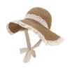 Chapéu de Sol de Renda Vazada Chapéu de Palha com Cadarço Chapéu de Palha de Praia Beira-Mar Chapéu de Sol Feminino de Verão Para Viagem Proteção Solar Chapéu de Sol