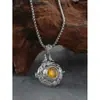 Colgante de collar con patrón de rama calada y lanugo para mujer, tipo píldora de incienso retro Temu, versátil y de alta gama, se puede abrir