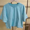 Camiseta Feminina Simples Curta Sexy Estilo Japonês Verão 2024 Algodão Solta Manga Curta Gola Redonda 467214