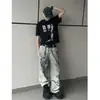 Comercio Transfronterizo Estilo Vibe de la Alta Calle Americana Graffiti Jeans Desgastados Unisex Trendy Retro Pantalones Rectos Sueltos