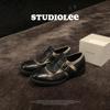 ¡Listo en Stock y Enviado en Segundos! Zapatos Estilo Mamá Uva Cuero de Caballo Industria Pesada Estilo Británico Retro Borla Tallada Barroco Zapatos de Cuero para Mujer