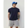 Camiseta Esportiva Casual Versátil para Fitness Manga Curta Masculina Respirável Absorvente de Suor Alta Elasticidade Anti-Amassado Gola Redonda Marca Tendência Roupas de Treino