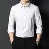 Camisa de Manga Larga de Seda Helada para Hombre de Verano Casual de Negocios Anti-arrugas Sin Planchar Sin Marcas Delgada Elástica Ajustada Versátil