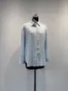 [Jin Importado da Itália] Camisa Casual Feminina de Linho Branco Xiaohe com Contagem Alta de Fios e Corte Solto no Estilo Old Money