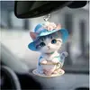 Colgante de Patineta Plana de Acrílico Nuevo Transfronterizo, Coche de Gato, Blanco Lechoso Estándar