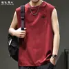 Colete Bordado Estilo Americano Masculino Verão 2026 Novo Fino Solto Tamanho Grande Regata Esportiva Roupa Externa Top Fitness