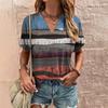 Camiseta Feminina Vintage Decote V Verão Manga Curta Camiseta Casual Harajuku Listrada Estampada Top Feminino