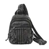 Riñonera de mezclilla retro americana para mujer, bolso bandolera de un solo hombro, mochila versátil multifuncional de nueva moda para el día a día y el trabajo