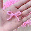 Laço Pequeno Rosa com Contas de Pérola Sintética DIY Acessórios Decorativos Tecidos à Mão Acessórios de Cabelo Acessórios para Roupas Malas