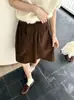 26 Nueva colección de otoño: Falda de pana lisa de cintura alta y elástica con bolsillos, falda informal y versátil de línea A para mujer
