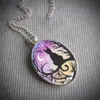Colgante de Gato Noche Estrellada de Color Otoñal de Resina de Comercio Exterior, Joyería Única de Vidrio Pintada a Mano, Regalo de Halloween