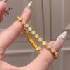 Loja de Ouro Puzuo Mesmo Estilo Ouro Brilhante 24K Pulseira Bolha de Diamante Pulseira com Oito Corações e Oito Flechas Zircônia Pulseira da Moda para Mulheres