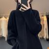 Suéter de Lana Grueso de Otoño e Invierno Nuevo Estilo Occidental para Mujer Cuello Medio Abierto Rayas Verticales Suéter Pulóver Suelto Cachemira Transfronterizo