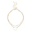 Joyería transfronteriza europea y americana, colgante circular simple y elegante, collar versátil para mujer, diseño personalizado, collar de cadena de doble capa