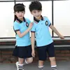Roupas Esportivas para Alunos do Ensino Fundamental Traje de Verão de Manga Curta Roupas para Jardim de Infância Conjunto de Duas Peças Camiseta Vestido para Professor e Aluno Vestido de Classe