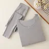 2026 Nueva Ropa Interior Térmica Moldeadora de Cuerpo Sin Costuras para Mujer, Conjunto Delgado de Capa Base para Otoño-Invierno con Top y Pantalón para Embellecer la Piel