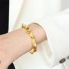 Pulseira Única de Aço Titânio Estilo Punk Europeu e Americano com Banho de Ouro 18K, Estilo Hip-Hop, Cravejada com Rebites e Fecho, Design Geométrico para Mulheres, Atacado