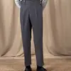 Pantalones de pana anchos estilo Nápoles de cintura alta para hombre, pantalones casuales rectos holgados, pantalones de traje italianos, modernos