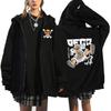 Chaqueta con estampado perimetral de animación de One Piece, unisex, estilo hip-hop, holgada y con capucha, a la moda.