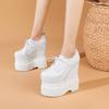 Zapatos Pequeños de Cuero Estilo Británico para Mujer, Nuevo Modelo de Primavera, Suela Gruesa Retro con Aumento Oculto de Altura de 18 cm, Zapatos de Salón para Mujer