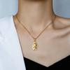 Estatua Retro de Diosa y Collar de Diamantes Acero de Titanio Chapado en Oro de 18K Color para Mujer Alta Calidad ins Diseño de Nicho de Lujo Ligero Europeo y Americano