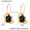 Brincos de Flor de Resina com Coração Brilhante Mili Jewelry Banhados a PVD Design de Ouro 18K Real Brincos de Círculo Grande Conservação de Cor