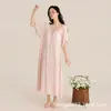 Camisola de Algodão e Seda Classe A Feminina com Bojos, Manga Curta para Dormir no Verão, Estilo Doce e Elástico, Roupa de Casa Fina